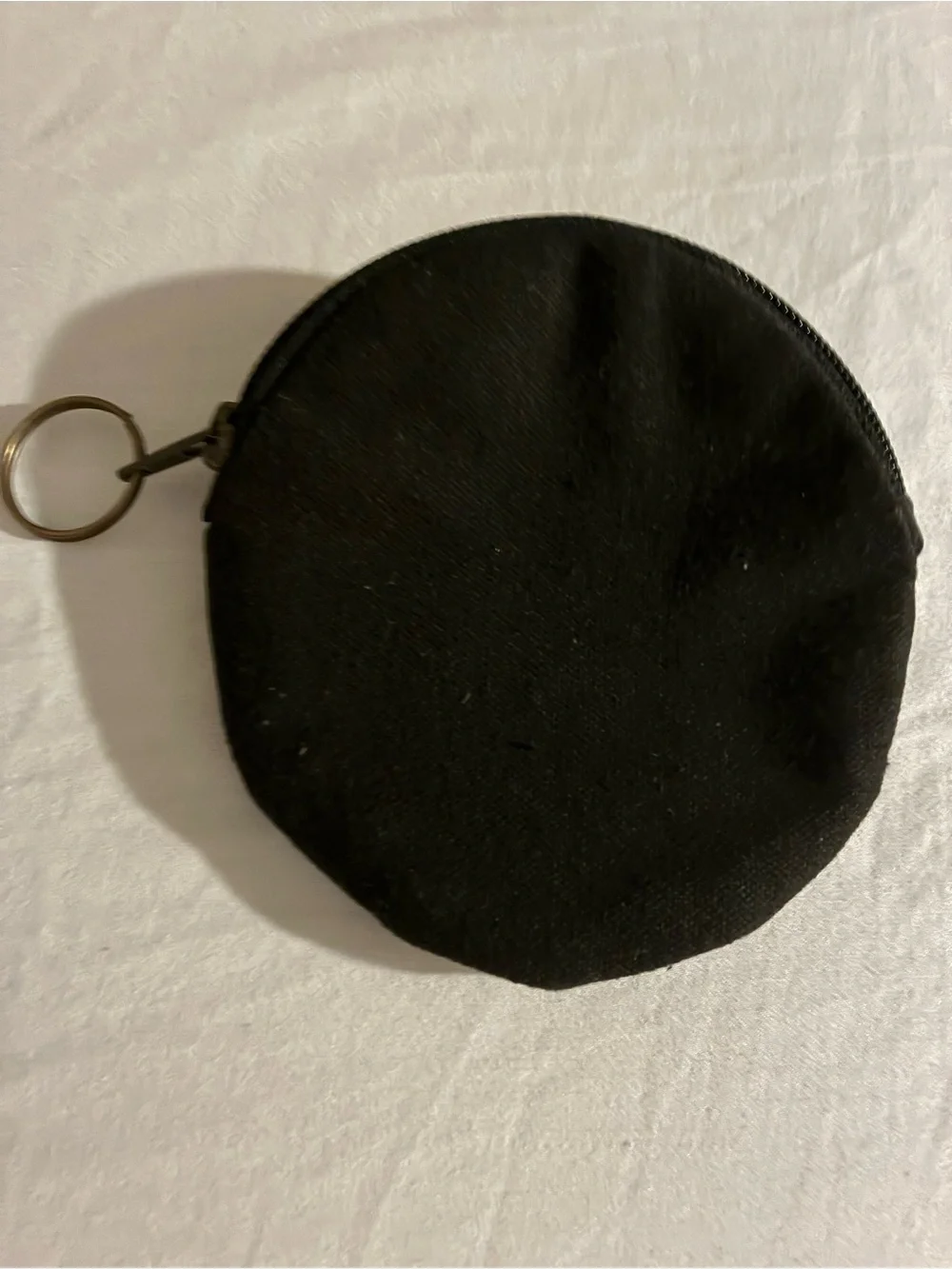 Ink + Alloy Beaded Round Coin Purse Keyring - Black, Gold & Cream